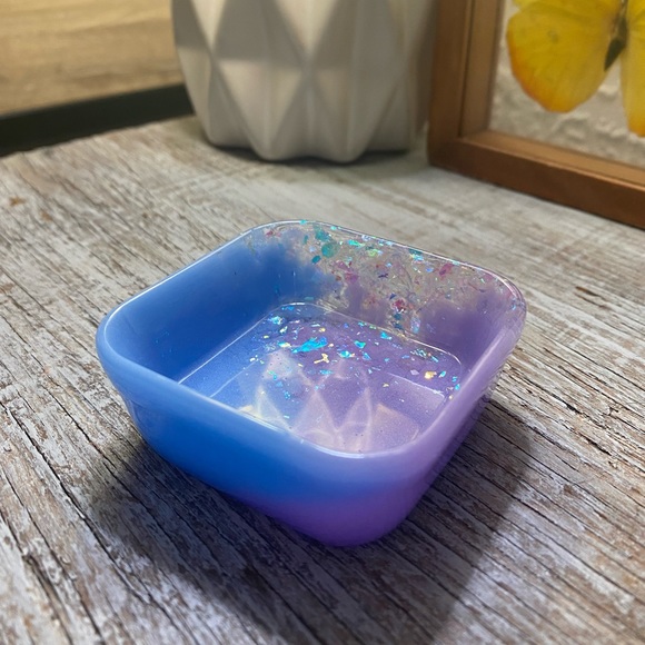 Jewelry Tray - Purple + Blue + Rainbow Iridescent Confetti - Square Dish - Picture 13 of 16